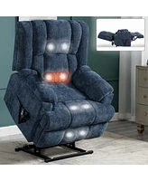 Streamdale Furniture Dual Motor Heat Massage Infinite Position Up to 350 Lbs Electric Power Lift Recliners with Power-Remote, Medium