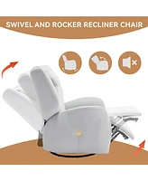 Streamdale Furniture Beige Swivel and Rocker Power Recliner Chair with Lumbar and Neck Support Pillow, Max Swivel Degree 270, Heavy Duty Motion Mechan