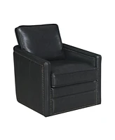 Streamdale Furniture Rocha Accent Chair w/Swivel, Black Leather Aire