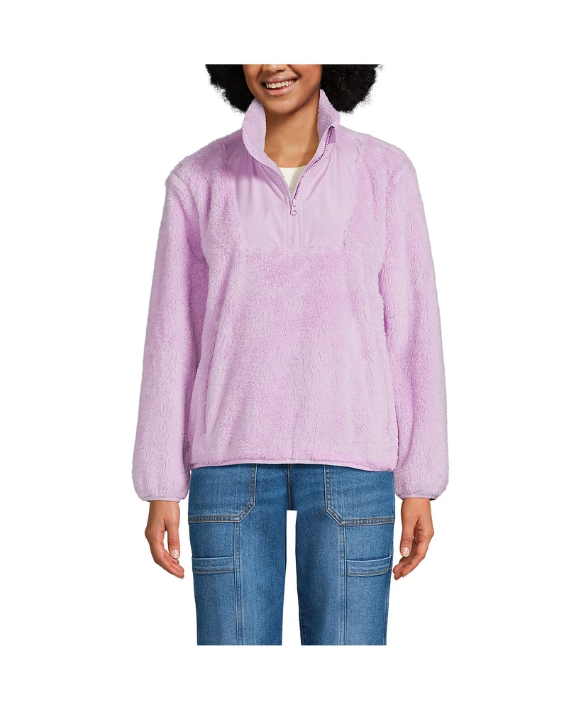 Lands' End Women's Half Zip Cozy High Pile Fleece Pullover