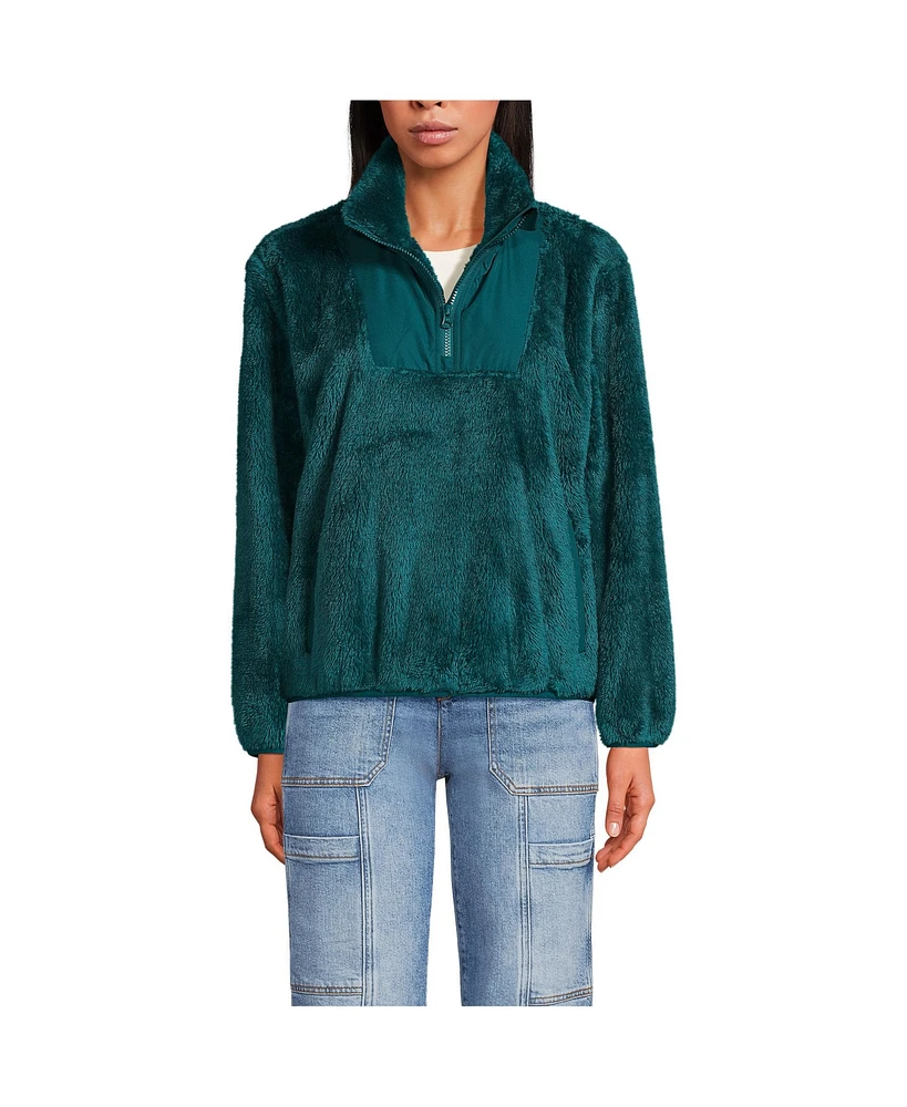 Lands' End Women's Half Zip Cozy High Pile Fleece Pullover