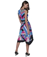 Karl Lagerfeld Paris Women's Printed Asymmetric Midi Dress