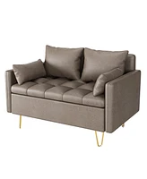 gaomon 44.5 Inch Small Modern Sofa Couch with Storage Under Seat Cushion, Comfy Leather Fabric 2-Seat Sofa with 4 Pillows