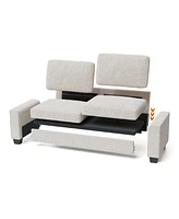 gaomon 83" Loveseat Sofa for Living Room, Modern Simple White Teddy Couch with Wide Armrest, Sturdy Wood Structure