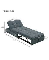 Slickblue 4-in-1 Sofa Bed and Chair Bed: Multi-Function Folding Ottoman with Storage Pocket and Usb Port for Small Spaces