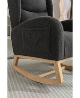 Slickblue Fabric Rocking Chair with Wooden Legs for Stylish and Comfortable Indoor Seating