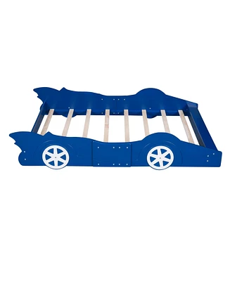 Slickblue Race Car-Shaped Platform Bed with Wheels for Exciting Kids' Bedroom Decor