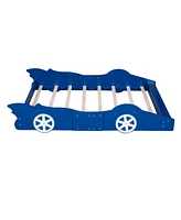 Slickblue Race Car-Shaped Platform Bed with Wheels for Exciting Kids' Bedroom Decor