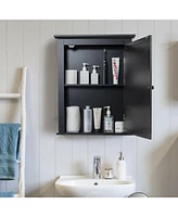 Sugift Wall Mounted Bathroom Mirror Cabinet with 5-level Height-adjustable Shelf-Black