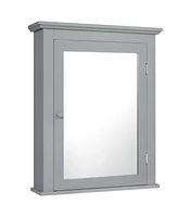 Sugift Bathroom Mirror Cabinet Wall Mounted Adjustable Shelf Medicine Storage-Gray