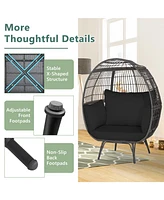 Sugift Oversized Indoor Wicker Egg Chair with Sturdy Metal Frame for Patio-Black