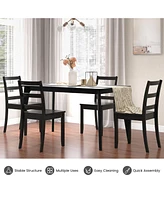 Sugift Set of 2 Wood Dining Chairs with Solid Rubber Wood Legs-Black