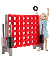 Sugift 3.5 Feet Tall Jumbo 4 to Score Giant Game Set with 42 Jumbo Rings-Red