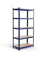 Sugift 35.5 x 71 Inch Adjustable 5-Layer 2000 lbs Capacity Tool Shelf-Blue