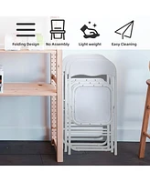 gaomon Folding Chairs with Padded Seats, White Metal Folding Chairs with Non-Slip Feet Pads- Set of 6