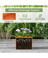 Sugift 2 Pack Square Planter Box with Drainage Gaps for for Front Porch Garden Balcony-Orange