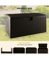 Sugift 130 Gallon Patio All Weather Storage Container with Lockable Lid-Brown