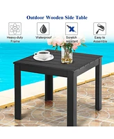 Sugift Wooden Square Patio Coffee Bistro Table-Black