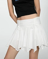 Mango Women's Bows Detail Asymmetrical Mini-Skirt