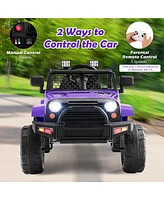 Sugift 12V Kids Ride On Truck with Remote Control and Headlights-Purple