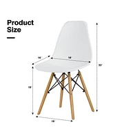 Sugift Set of 4 Modern Armless Dining Chairs Plastic Chairs with Wood Legs-White