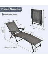 Sugift Patio Foldable Chaise Lounge Chair with Backrest and Footrest-Gray