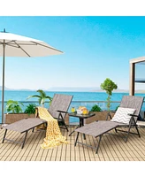 Sugift 2 Pieces Foldable Chaise Lounge Chair with 2-Position Footrest-Gray