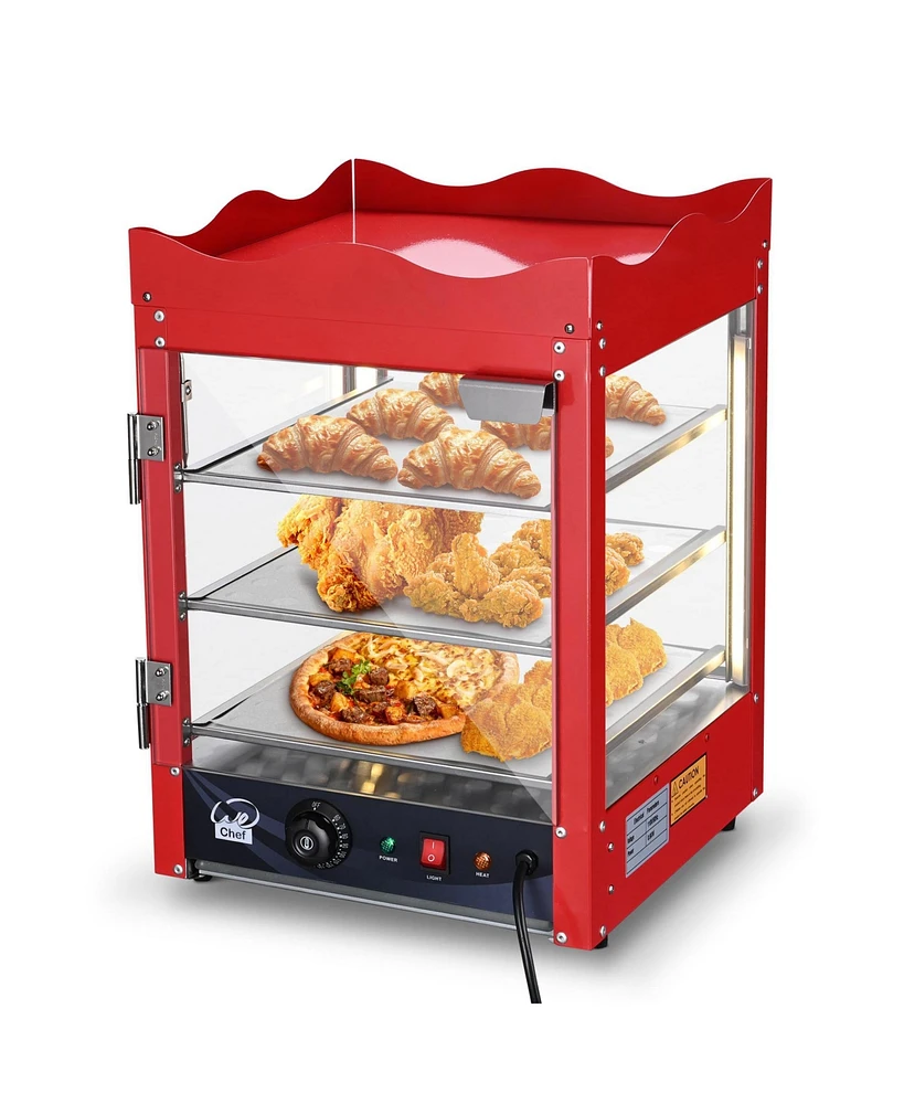 WeChef 3 Tier Commercial Food Warmer Display Case Countertop Pizza Top Rack 600W