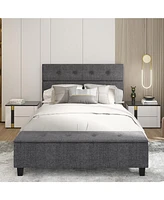 Sugift Full Upholstered Bed Frame with Ottoman Storage-Full Size