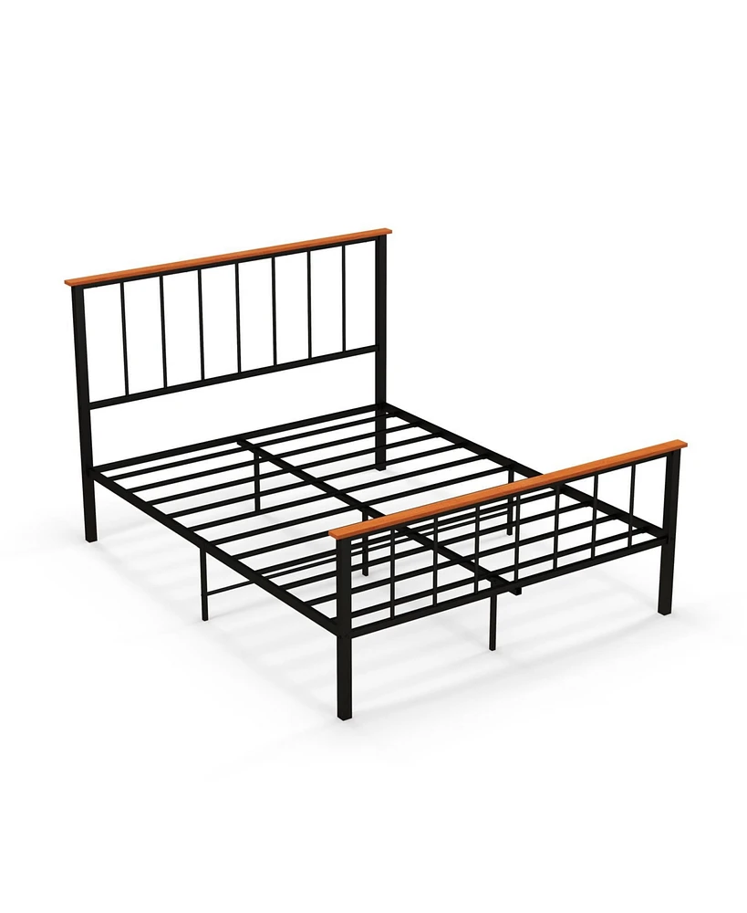 Sugift Queen Bed Frame with Headboard and Footboard-Queen Size