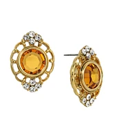 2028 Crystal Filigree Button Earrings