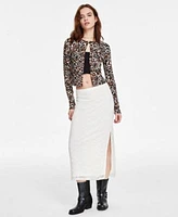 Just Polly Juniors Flyaway Long Sleeve Cardigan Self Esteem Juniors Lace Pull On Midi Skirt