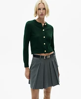 Mango Women's Jewel Button Detail Knitted Cardigan