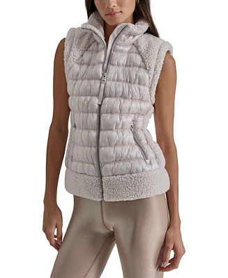 Dkny Sport Women's Sherpa-Trim Zip-Front Puffer Vest