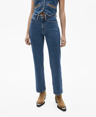 Mango Women's Contrast Details Bannack Jeans