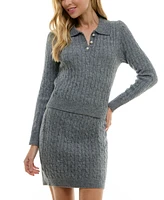 City Studios Juniors' 2-pc. Cable-Knit Sweater & Skirt Set