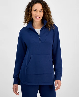 Style & Co Petite Yummy Quarter-Zip Long-Sleeve Sweatshirt, Exclusively at Macy's