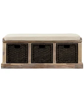 Slickblue Storage Bench with 3 Removable Classic Rattan Baskets Stylish and Functional Organization