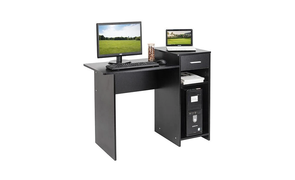 Slickblue High-Quality Black Integrated Melamine Board Computer Desk with Drawer 8526 for Stylish Workspace