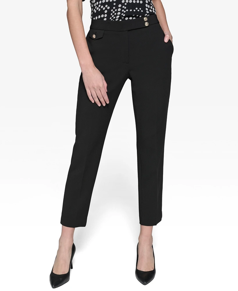 Karl Lagerfeld Paris Women's Tab-Waist Slim Ankle Pants