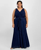 Alex Evenings Plus Sleeveless V-Neck A-Line Gown