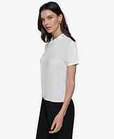 Karl Lagerfeld Paris Women's Embellished Collar Ponte-Knit Top