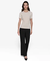 Karl Lagerfeld Paris Women's Ribbed Short-Sleeve Sweater