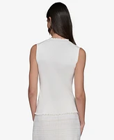 Karl Lagerfeld Paris Women's Ruffled Rib-Knit Sleeveless Top