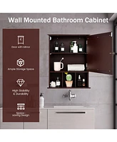 Sugift Wall Mounted and Mirrored Bathroom Cabinet-Brown