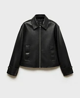 Mango Women's Detachable Sheepskin Collar Jacket