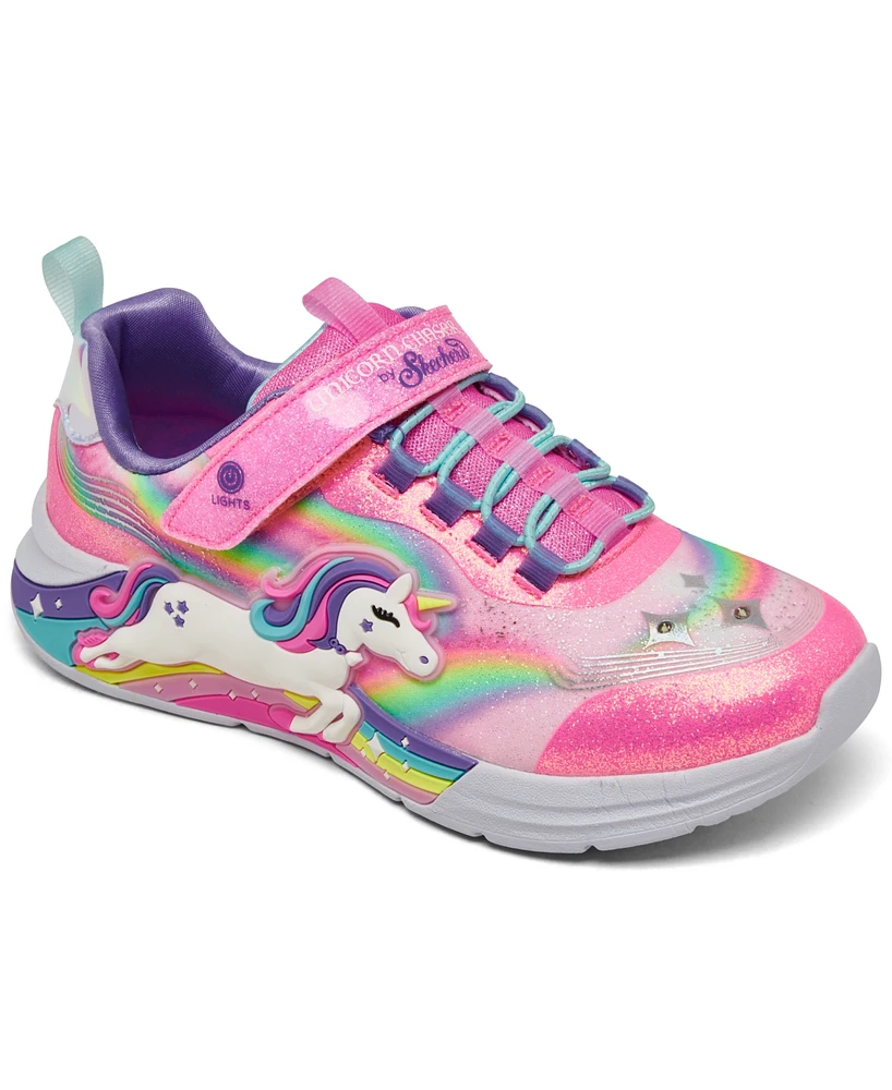 Skechers Little Girls S-Lights: Unicorn Chaser Stay-Put Closure Light-Up Casual Sneakers from Finish Line