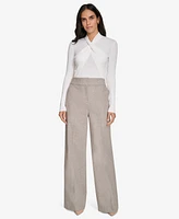 Calvin Klein Women's Herringbone Wide-Leg Pants