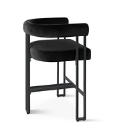 Maison Boucle Set of 3 Modern Velvet Counter Stools,Armrest Bar Stools for Kitchen with 3 Legs Design-Maison Boucle