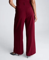 Kenneth Cole Women's High Rise Fly Front Wide Leg Pants